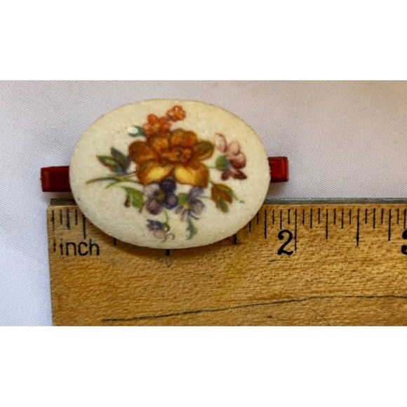 Vintage 1960s Mid Century Floral Oval Retro Hair Clip Barrette Lot 3 Cottagecore main image 10